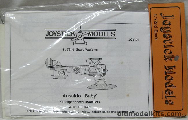 Joystick 1/72 Ansaldo Baby - Bagged, Joy 21 plastic model kit